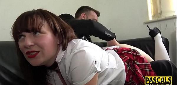  Milf submissive in threesome gets dped